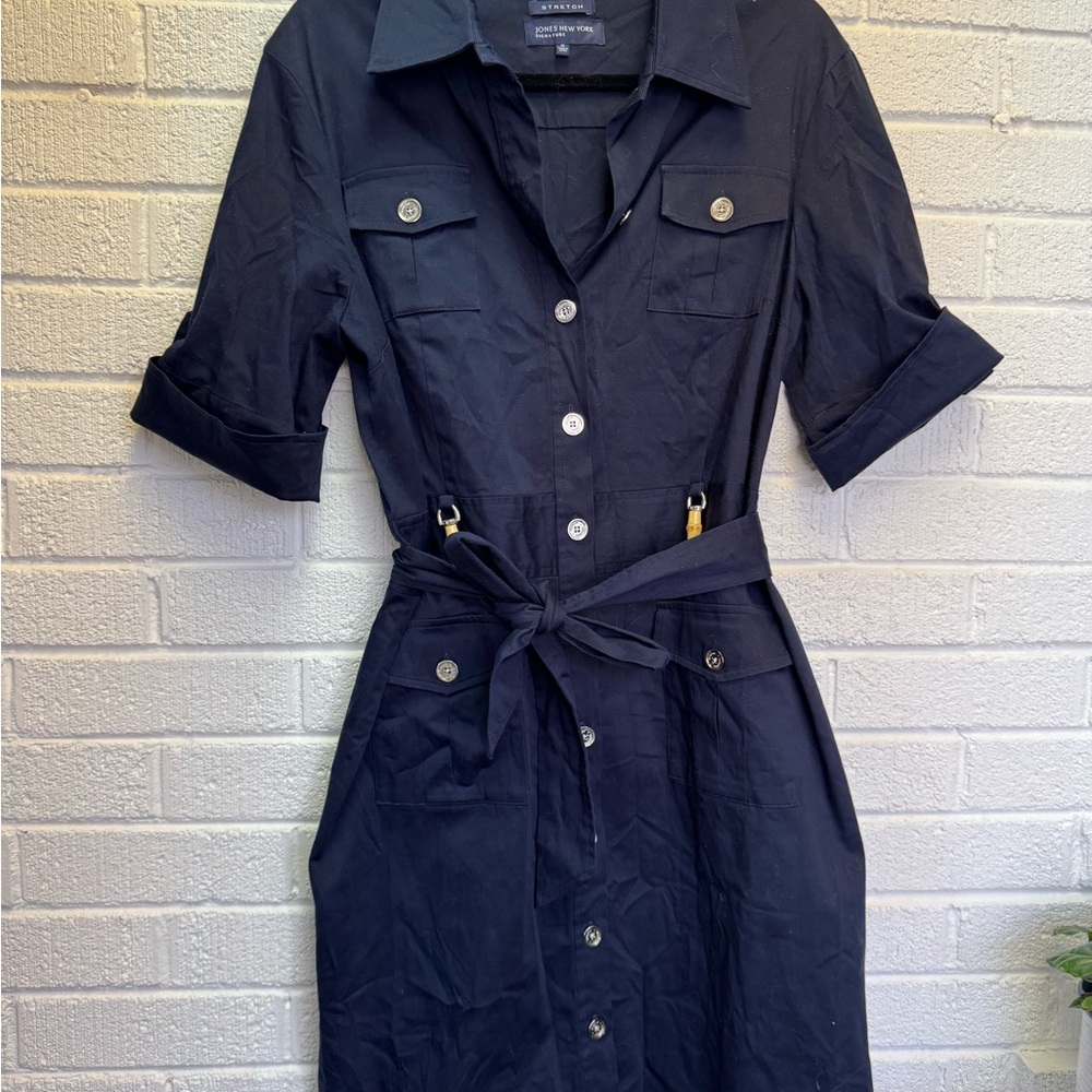 Jones New York Blue Long Sleeve Dress